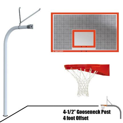 Jaypro Sports Basketball System - Gooseneck (4 - 1/2 in. Pole with 4 ft. Offset) - 72 in. Perforated Aluminum Board - Playground Goal | 996 - ALP - UG 996-ALP-UG - Play and Sync