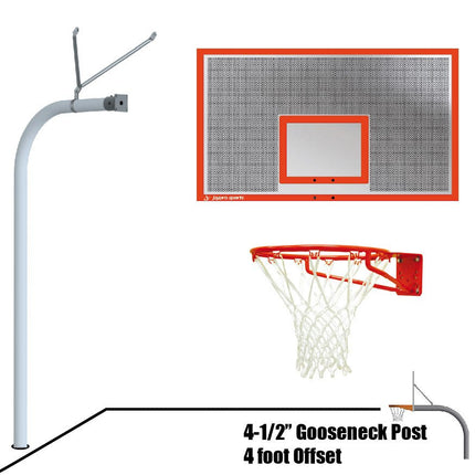 Jaypro Sports Basketball System - Gooseneck (4 - 1/2 in. Pole with 4 ft. Offset) - 72 in. Perforated Aluminum Board - Super Goal | 996 - ALP - SG 996-ALP-SG - Play and Sync