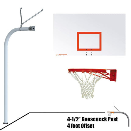 Jaypro Sports Basketball System - Gooseneck (4 - 1/2 in. Pole with 4 ft. Offset) - 72 in. Steel Board - Double Rim Goal | 996 - RS - DR 996-RS-DR - Play and Sync