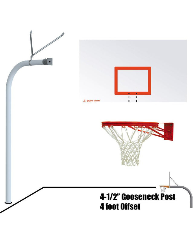 Jaypro Sports Basketball System - Gooseneck (4 - 1/2 in. Pole with 4 ft. Offset) - 72 in. Steel Board - Double Rim Goal | 996 - RS - DR 996-RS-DR - Play and Sync
