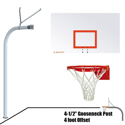Jaypro Sports Basketball System - Gooseneck (4 - 1/2 in. Pole with 4 ft. Offset) - 72 in. Steel Board - Flex Rim Goal | 996 - RS - FR 996-RS-FR - Play and Sync