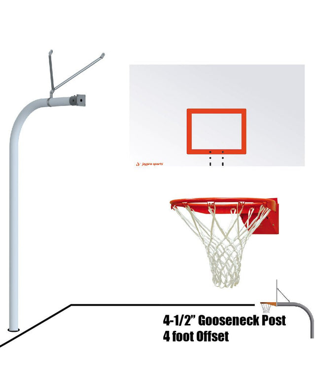 Jaypro Sports Basketball System - Gooseneck (4 - 1/2 in. Pole with 4 ft. Offset) - 72 in. Steel Board - Flex Rim Goal | 996 - RS - FR 996-RS-FR - Play and Sync