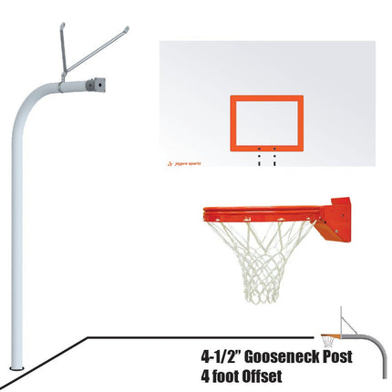 Jaypro Sports Basketball System - Gooseneck (4 - 1/2 in. Pole with 4 ft. Offset) - 72 in. Steel Board - Playground Breakaway Goal | 996 - RS - UB 996-RS-UB - Play and Sync