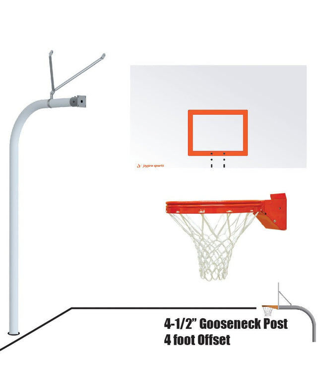 Jaypro Sports Basketball System - Gooseneck (4 - 1/2 in. Pole with 4 ft. Offset) - 72 in. Steel Board - Playground Breakaway Goal | 996 - RS - UB 996-RS-UB - Play and Sync