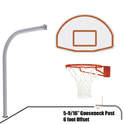 Jaypro Sports Basketball System - Gooseneck (5 - 9/16 in. Pole with 6 ft. Offset) - 54 in. Aluminum Fan Backboard - Super Goal | 656 - FABT - SG 656-FABT-SG - Play and Sync