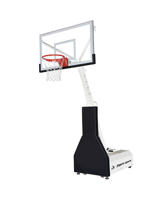 Jaypro Sports Basketball System - Portable (Indoor) (42 in. Board Extension) - 60 in. Tempered Glass Backboard, Flex Rim Goal | PB42 PB42 - Play and Sync