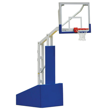 Jaypro Sports Basketball System - Portable (Indoor) - Elite 5400 (4 ft.6 in. Board Extension) - 54 in. Glass Backboard, Breakaway Goal | PBEL54 PBEL54 - Play and Sync