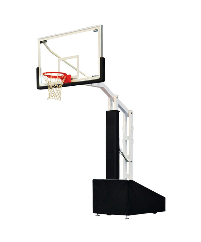 Jaypro Sports Basketball System - Portable (Indoor) - Elite 5472 (4 ft.6 in. Board Extension) - 72 in. Glass Backboard, Breakaway Goal | PBEL5472 PBEL5472 - Play and Sync