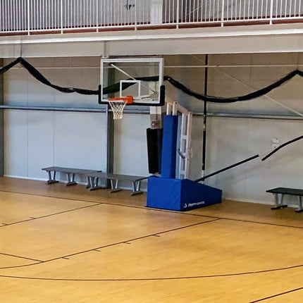 Jaypro Sports Basketball System - Portable (Indoor) - Elite 5472 (4 ft.6 in. Board Extension) - 72 in. Glass Backboard, Breakaway Goal | PBEL5472 PBEL5472 - Play and Sync