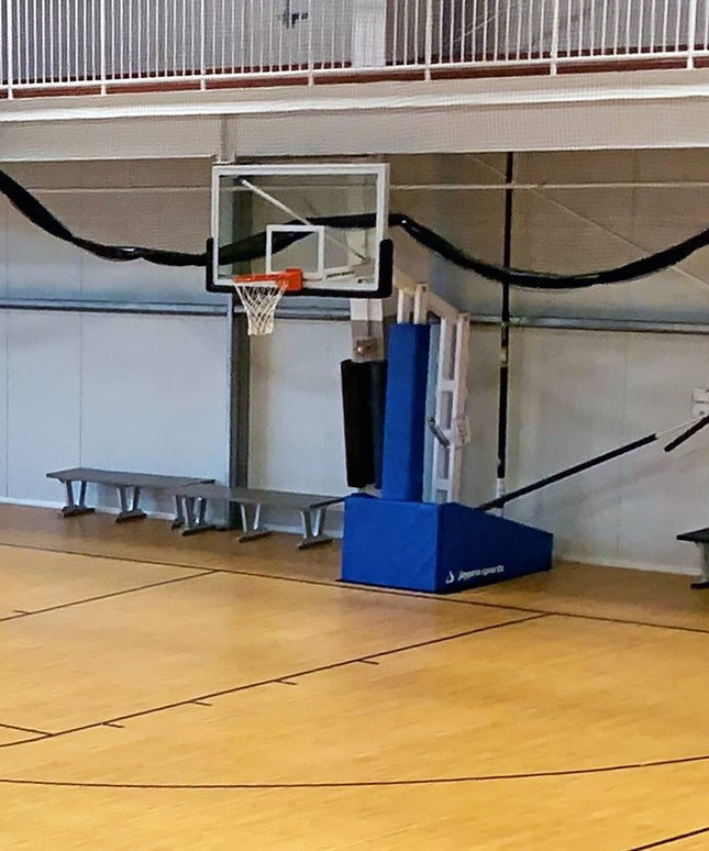 Jaypro Sports Basketball System - Portable (Indoor) - Elite 5472 (4 ft.6 in. Board Extension) - 72 in. Glass Backboard, Breakaway Goal | PBEL5472 PBEL5472 - Play and Sync