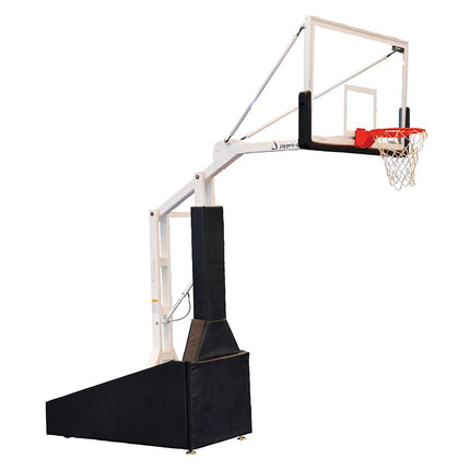 Jaypro Sports Basketball System - Portable (Indoor) - Elite 6600 (5 ft.6 in. Board Extension) - 72 in. Glass Backboard, Breakaway Goal | PBEL66 PBEL66 - Play and Sync