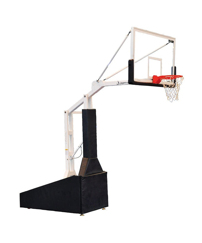 Jaypro Sports Basketball System - Portable (Indoor) - Elite 6600 (5 ft.6 in. Board Extension) - 72 in. Glass Backboard, Breakaway Goal | PBEL66 PBEL66 - Play and Sync