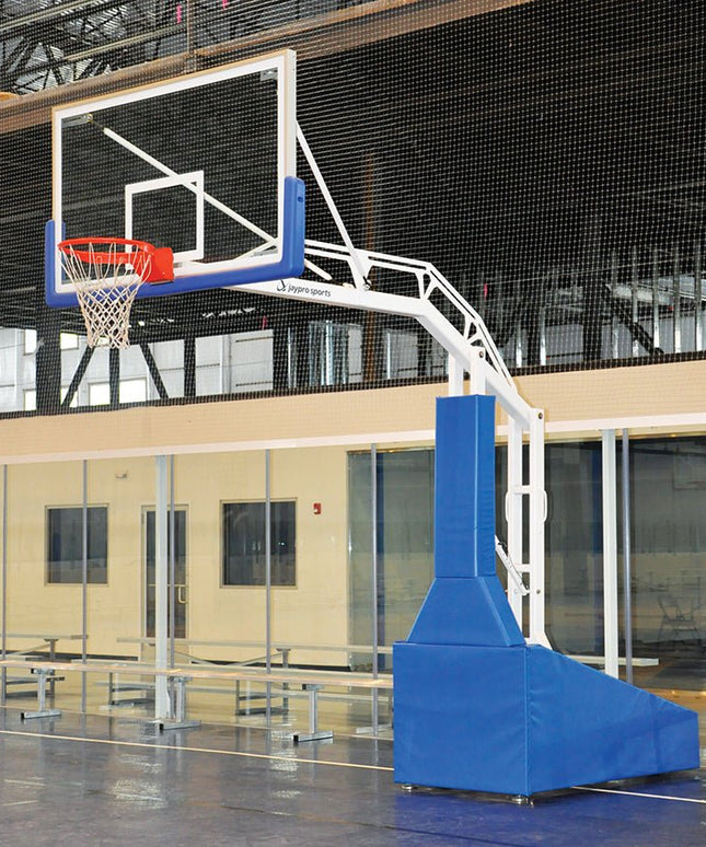 Jaypro Sports Basketball System - Portable (Indoor) - Elite 9600 (8 ft. Board Extension) - 72 in. Glass Backboard, Breakaway Goal | PBEL96 PBEL96 - Play and Sync