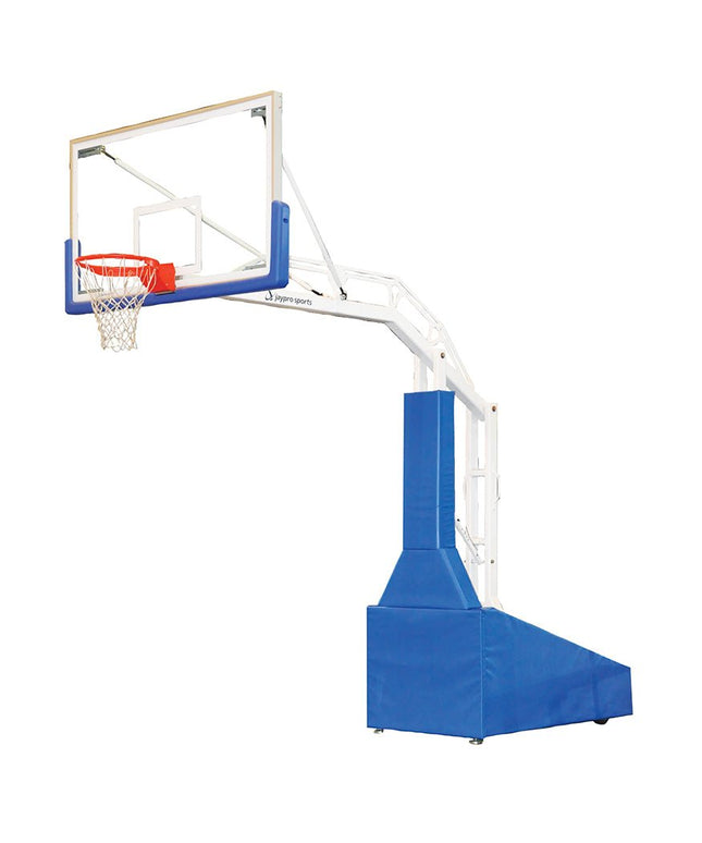 Jaypro Sports Basketball System - Portable (Indoor) - Elite 9600 (8 ft. Board Extension) - 72 in. Glass Backboard, Breakaway Goal | PBEL96 PBEL96 - Play and Sync