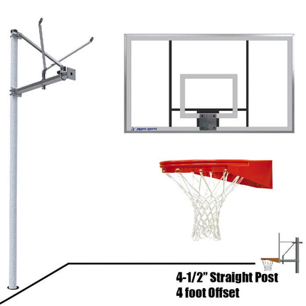Jaypro Sports Basketball System - Straight Post (4 - 1/2 in. Pole with 4 ft. Offset) - 72 in. Acrylic Backboard - Playground Goal | SPA4 - AC - UG SPA4-AC-UG - Play and Sync