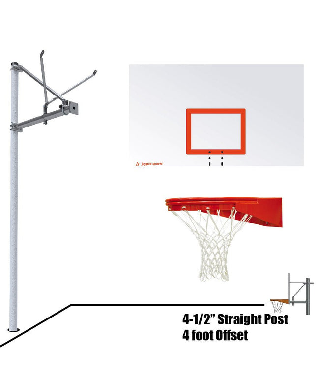 Jaypro Sports Basketball System - Straight Post (4 - 1/2 in. Pole with 4 ft. Offset) - 72 in. Steel Backboard - Playground Goal | SPA4 - RS - UG SPA4-RS-UG - Play and Sync