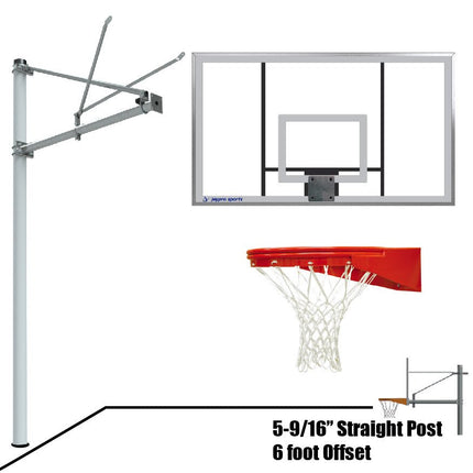Jaypro Sports Basketball System - Straight Post (5 - 9/16 in. Pole with 6 ft. Offset) - 72 in. Acrylic Backboard - Playground Goal | SPA6 - AC - UG SPA6-AC-UG - Play and Sync