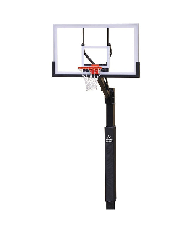 Jaypro Sports Basketball System - The Church Yard - (4 in. Sq. Pole with 40 in. "Play Safe" Area) - 48 in. Acrylic Backboard, Flex Goal, and Edge/Protector Padding | 400 - AC - FG 400-AC-FG - Play and Sync