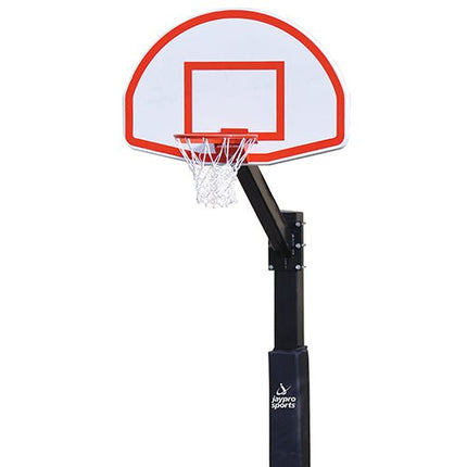 Jaypro Sports Basketball System - The Church Yard - (4 in. Sq. Pole with 40 in. "Play Safe" Area) - 54 in. Aluminum Fan Backboard, Flex Goal | 400 - FA - FG 400-FA-FG - Play and Sync