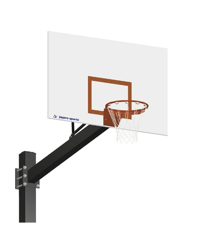 Jaypro Sports Basketball System - Titan (Powder Coated) Black (6 in. x 6 in. Pole with 4 ft. Offset) - 60 in. Steel Backboard - Flex Rim Goal (Surface Mount) | 774 - ST - FR 774-ST-FR - Play and Sync