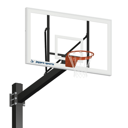 Jaypro Sports Basketball System - Titan (Powder Coated) Black (6 in. x 6 in. Pole with 4 ft. Offset) - 72 in. Acrylic Backboard - Flex Rim Goal (Surface Mount) | 774 - AC - FR 774-AC-FR - Play and Sync