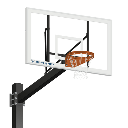 Jaypro Sports Basketball System - Titan (Powder Coated) Black (6 in. x 6 in. Pole with 4 ft. Offset) - 72 in. Acrylic Backboard - Playground Breakaway Goal (Surface Mount) | 774 - AC - UB 774-AC-UB - Play and Sync