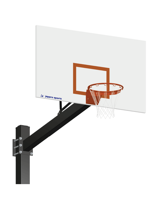 Jaypro Sports Basketball System - Titan (Powder Coated) Black (6 in. x 6 in. Pole with 4 ft. Offset) - 72 in. Steel Backboard - Flex Rim Goal (Surface Mount) | 774 - RS - FR 774-RS-FR - Play and Sync