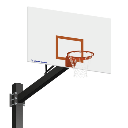 Jaypro Sports Basketball System - Titan (Powder Coated) Black (6 in. x 6 in. Pole with 6 ft. Offset) - 60 in. Steel Backboard - Flex Rim Goal | 770 - ST - FR 770-ST-FR - Play and Sync