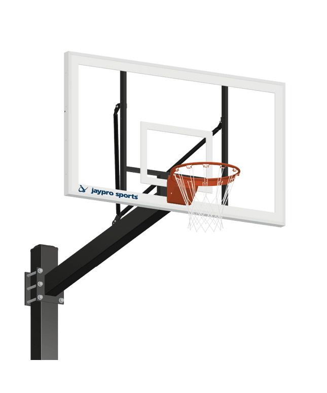 Jaypro Sports Basketball System - Titan (Powder Coated) Black (6 in. x 6 in. Pole with 6 ft. Offset) - 72 in. Acrylic Backboard - Flex Rim Goal | 770 - AC - FR 770-AC-FR - Play and Sync