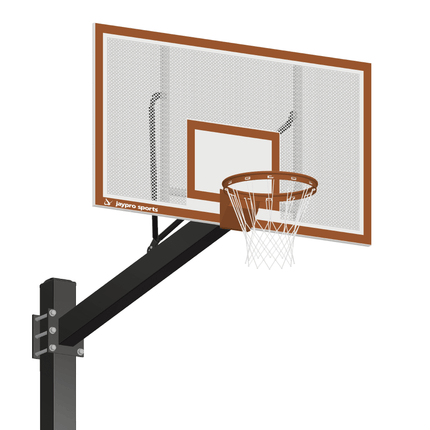 Jaypro Sports Basketball System - Titan (Powder Coated) Black (6 in. x 6 in. Pole with 6 ft. Offset) - 72 in. Perforated Steel Backboard - Playground Breakaway Goal (Surface Mount) | 772 - PF - UB 772-PF-UB - Play and Sync