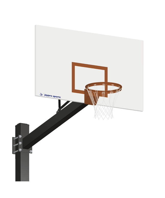 Jaypro Sports Basketball System - Titan (Powder Coated) Black (6 in. x 6 in. Pole with 6 ft. Offset) - 72 in. Steel Backboard - Breakaway Playground Goal | 770 - RS - UB 770-RS-UB - Play and Sync