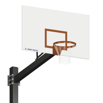 Jaypro Sports Basketball System - Titan (Powder Coated) Black (6 in. x 6 in. Pole with 6 ft. Offset) - 72 in. Steel Backboard - Playground Breakaway Goal (Surface Mount) | 772 - RS - UB 772-RS-UB - Play and Sync