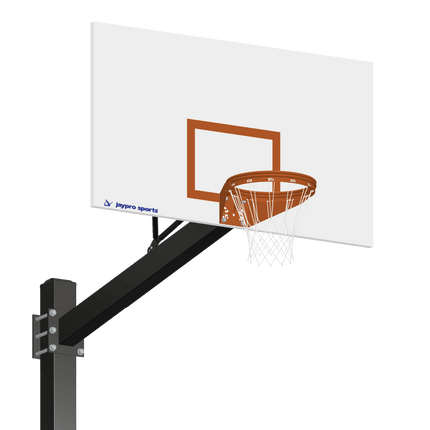 Jaypro Sports Basketball System - Titan (Powder Coated) Black (6 in. x 6 in. Pole with 6 ft. Offset) - 72 in. Steel Backboard - Playground Goal (Surface Mount) | 772 - RS - UG 772-RS-UG - Play and Sync