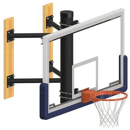 Jaypro Sports Basketball System - Wall - Mounted - Shooting Station without Height Adjuster (Indoor) - 72 in. Glass Backboard, Contender Series Breakaway Goal | WMSS WMSS - Play and Sync