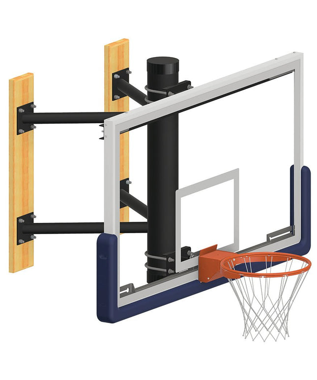 Jaypro Sports Basketball System - Wall - Mounted - Shooting Station without Height Adjuster (Indoor) - 72 in. Glass Backboard, Contender Series Breakaway Goal | WMSS WMSS - Play and Sync