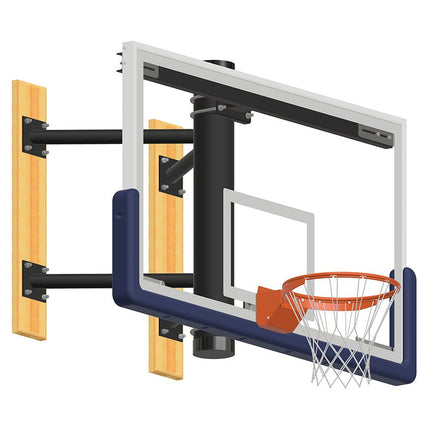 Jaypro Sports Basketball System - Wall - Mounted - Shooting Station without Height Adjuster (Indoor) - 72 in. Glass Backboard, Contender Series Breakaway Goal | WMSS WMSS - Play and Sync