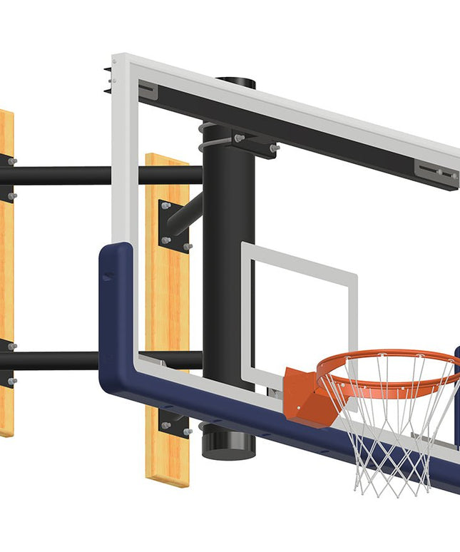Jaypro Sports Basketball System - Wall - Mounted - Shooting Station without Height Adjuster (Indoor) - 72 in. Glass Backboard, Contender Series Breakaway Goal | WMSS WMSS - Play and Sync