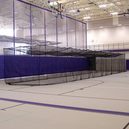 Jaypro Sports Batting Cages - Ceiling Suspended, Retractable (70 ft.L x 12 ft.W x 12 ft.H) - (1 - 3/4 in. Mesh - Baseball) (Black) | BBC - 700B BBC-700B - Play and Sync