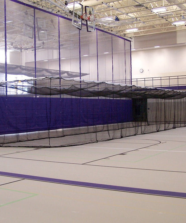 Jaypro Sports Batting Cages - Ceiling Suspended, Retractable (70 ft.L x 12 ft.W x 12 ft.H) - (1 - 3/4 in. Mesh - Baseball) (Black) | BBC - 700B BBC-700B - Play and Sync