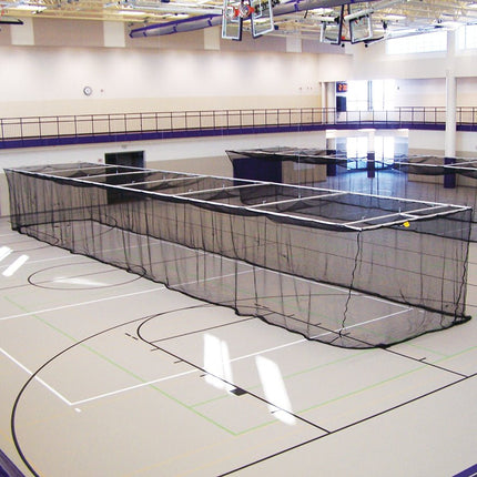 Jaypro Sports Batting Cages - Ceiling Suspended, Retractable (70 ft.L x 12 ft.W x 12 ft.H) - (1 - 3/4 in. Mesh - Baseball) (Black) | BBC - 700B BBC-700B - Play and Sync