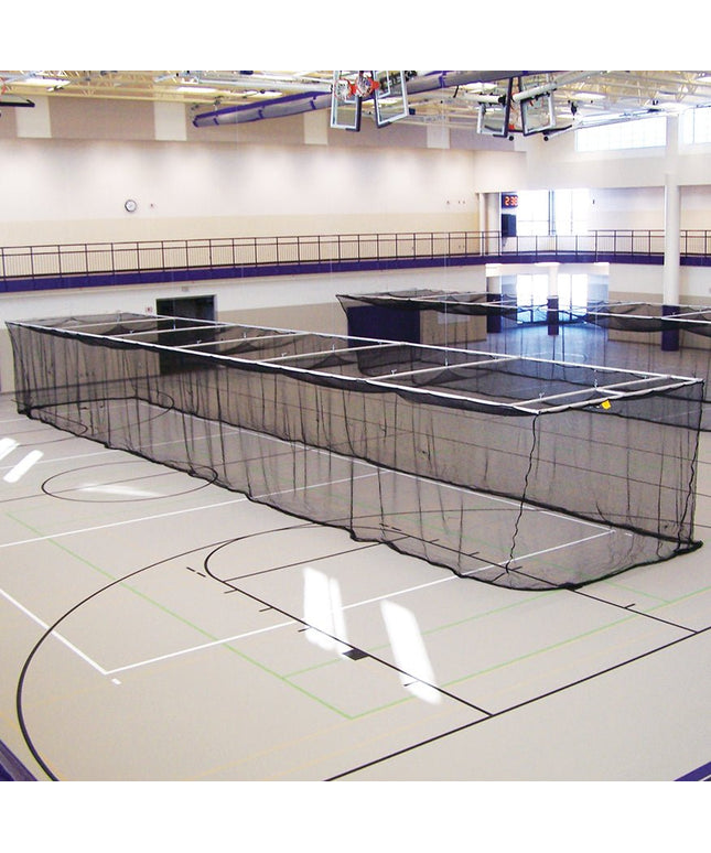 Jaypro Sports Batting Cages - Ceiling Suspended, Retractable (70 ft.L x 12 ft.W x 12 ft.H) - (1 - 3/4 in. Mesh - Baseball) (Black) | BBC - 700B BBC-700B - Play and Sync