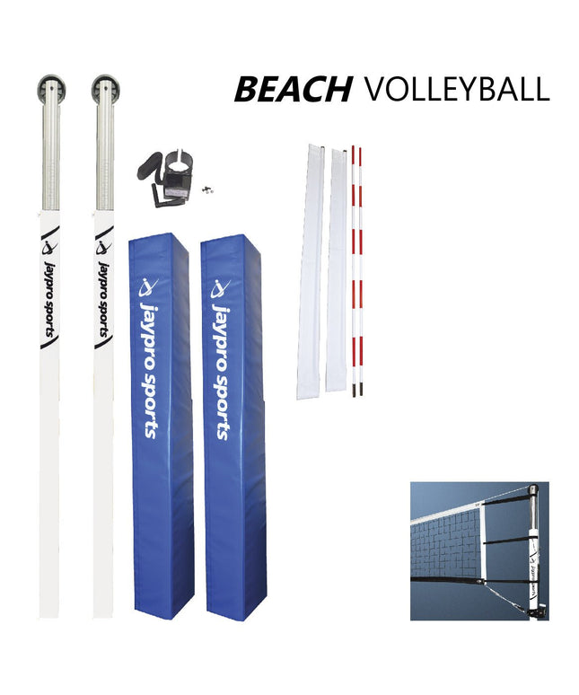 Jaypro Sports Beach Volleyball System (3 - 1/2 in. Ground Sleeve) - NFHS, NCAA, USVBA Compliant | OBV300 - OFF OBV300-OFF - Play and Sync