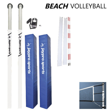 Jaypro Sports Beach Volleyball System (3 - 1/2 in. Ground Sleeve) - NFHS, NCAA, USVBA Compliant | OBV300 - REC OBV300-REC - Play and Sync