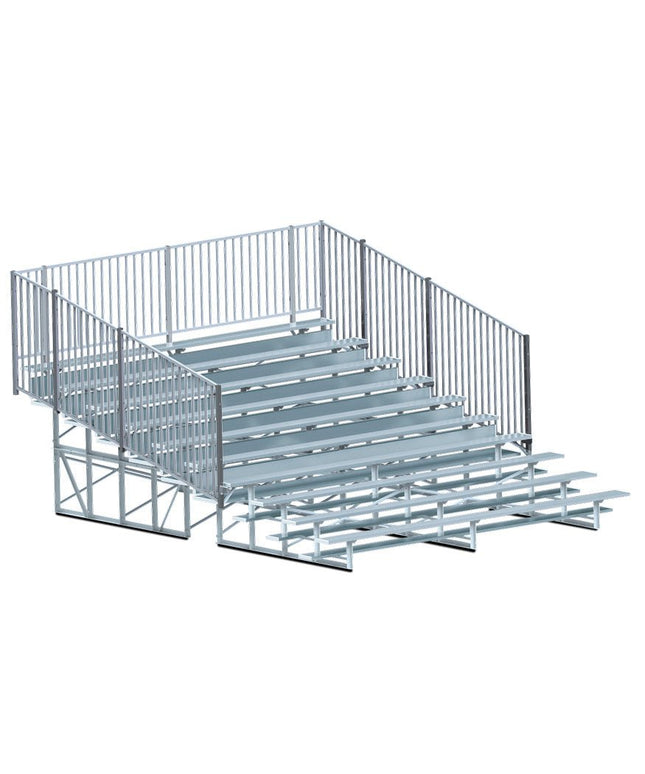Jaypro Sports Bleacher - 15 ft. (10 Row - Single Foot Plank with Guard Rail) - Enclosed | BLCH - 10GR BLCH-10GR - Play and Sync