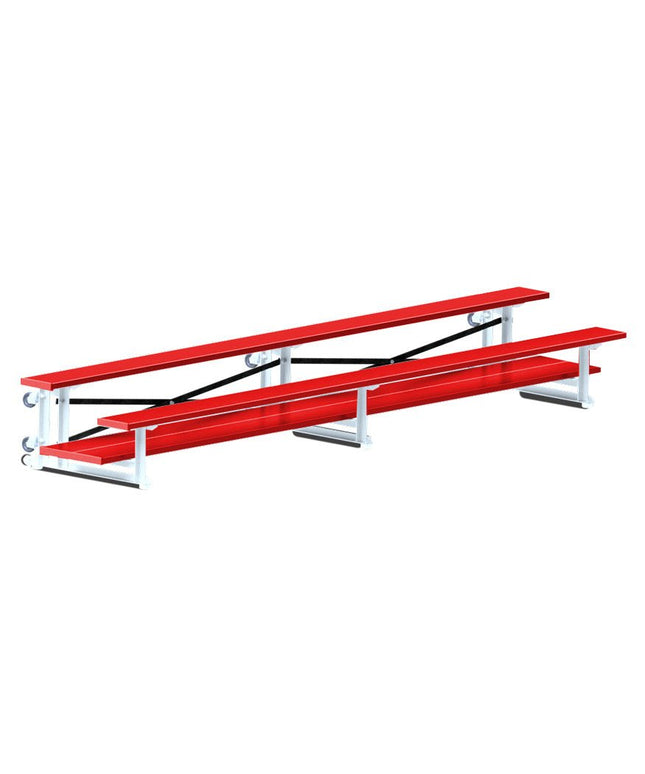 Jaypro Sports Bleacher - 15 ft. (2 Row - Double Foot Plank) - Tip & Roll (Powder Coated) BLDP-2TRGPC - Play and Sync