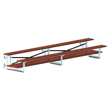 Jaypro Sports Bleacher - 15 ft. (2 Row - Double Foot Plank) - Tip & Roll (Powder Coated) BLDP-2TRGPC - Play and Sync