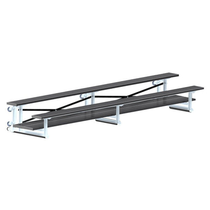 Jaypro Sports Bleacher - 15 ft. (2 Row - Double Foot Plank) - Tip & Roll (Powder Coated) BLDP-2TRGPC - Play and Sync