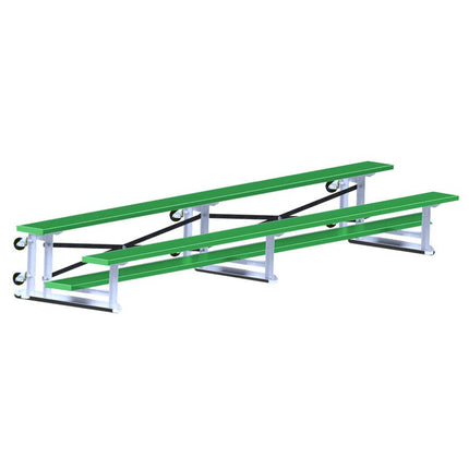 Jaypro Sports Bleacher - 15 ft. (2 Row - Single Foot Plank) - Tip & Roll (Powder Coated) BLCH-2TRGPC - Play and Sync
