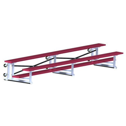 Jaypro Sports Bleacher - 15 ft. (2 Row - Single Foot Plank) - Tip & Roll (Powder Coated) BLCH-2TRGPC - Play and Sync