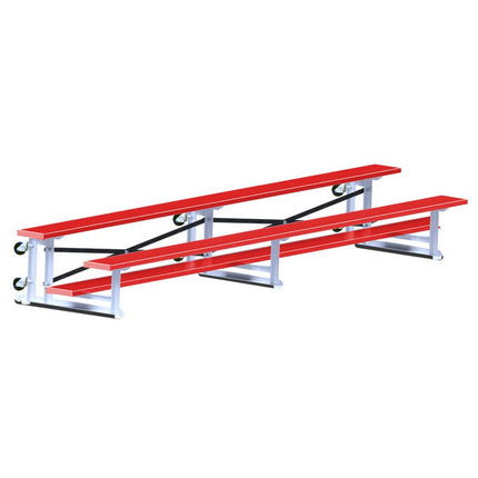 Jaypro Sports Bleacher - 15 ft. (2 Row - Single Foot Plank) - Tip & Roll (Powder Coated) BLCH-2TRGPC - Play and Sync